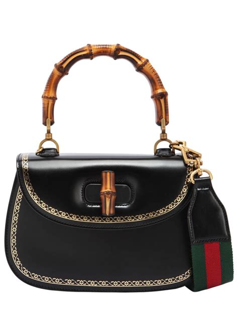 black gucci handbag bamboo handle